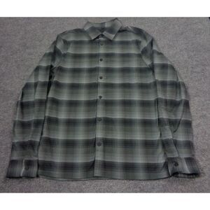 Lululemon Shirt Mens M Gray Black Plaid Masons Peak Flannel Button-Up Stretch